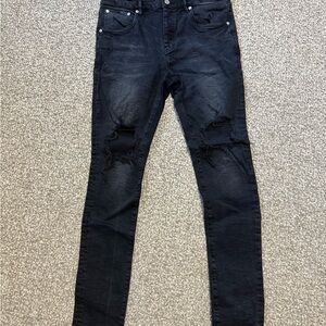Men's Black Distressed Jeans purple brand